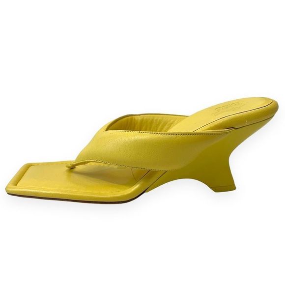 GIA BORGHINI Puffy Leather Square Toe Sandals Butter Yellow Womens Size 39 - Picture 6 of 11